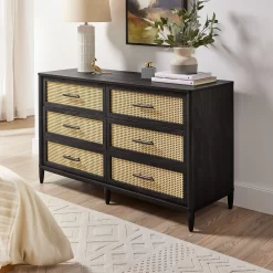 Better Homes & Gardens Springwood Caning 6-Drawer Dresser, Charcoal Finish