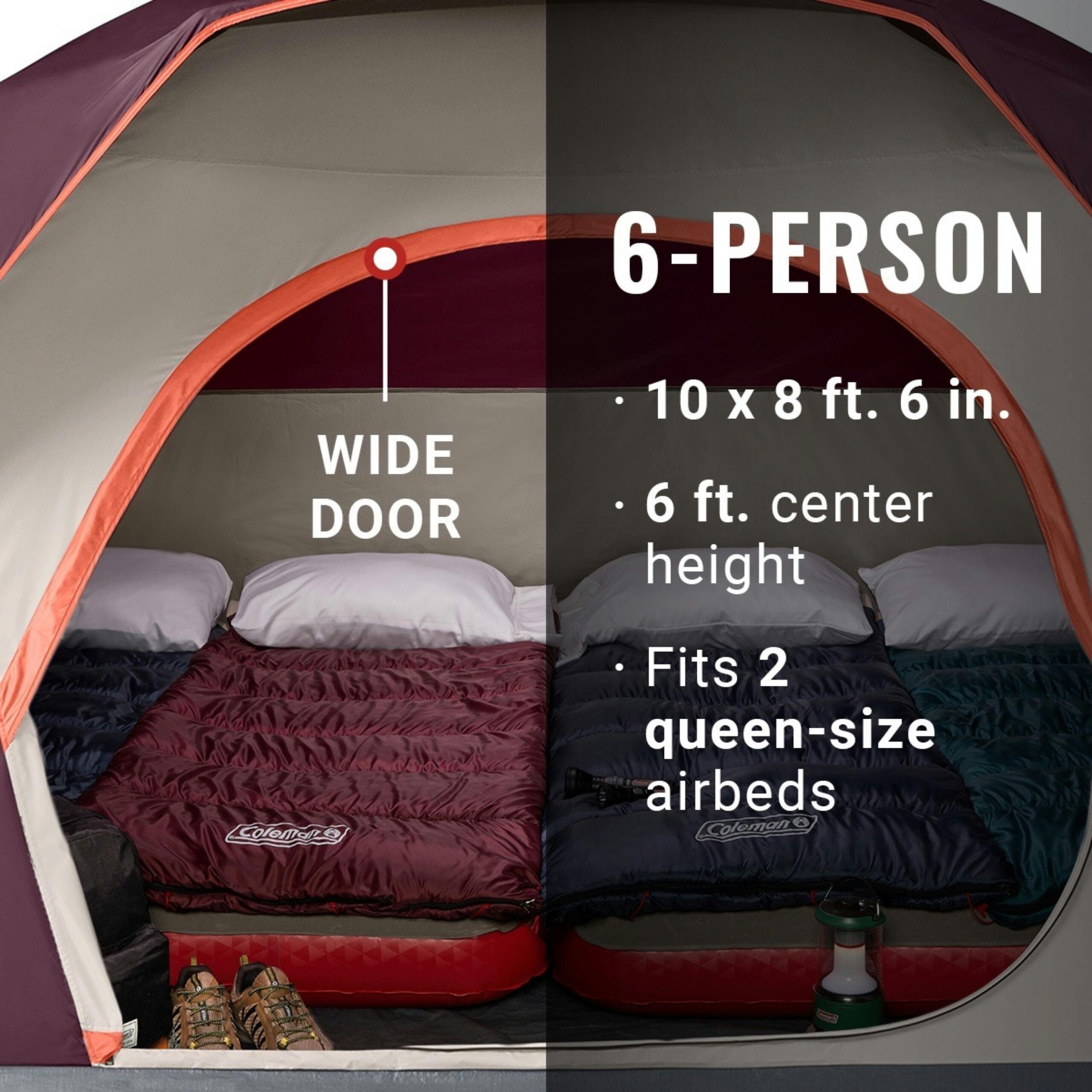 Coleman 6-Person Skydome Camping Tent, Blackberry