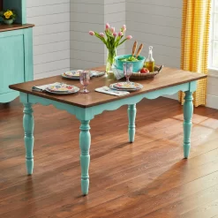 The Pioneer Woman Dining Table Made With Solid Wood Frame, Teal