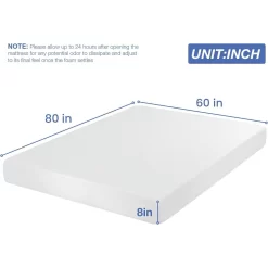 FDW 8 Inch Queen Gel Memory Foam Mattress Fiberglass Free//Bed-in-a-Box/Comfy Support