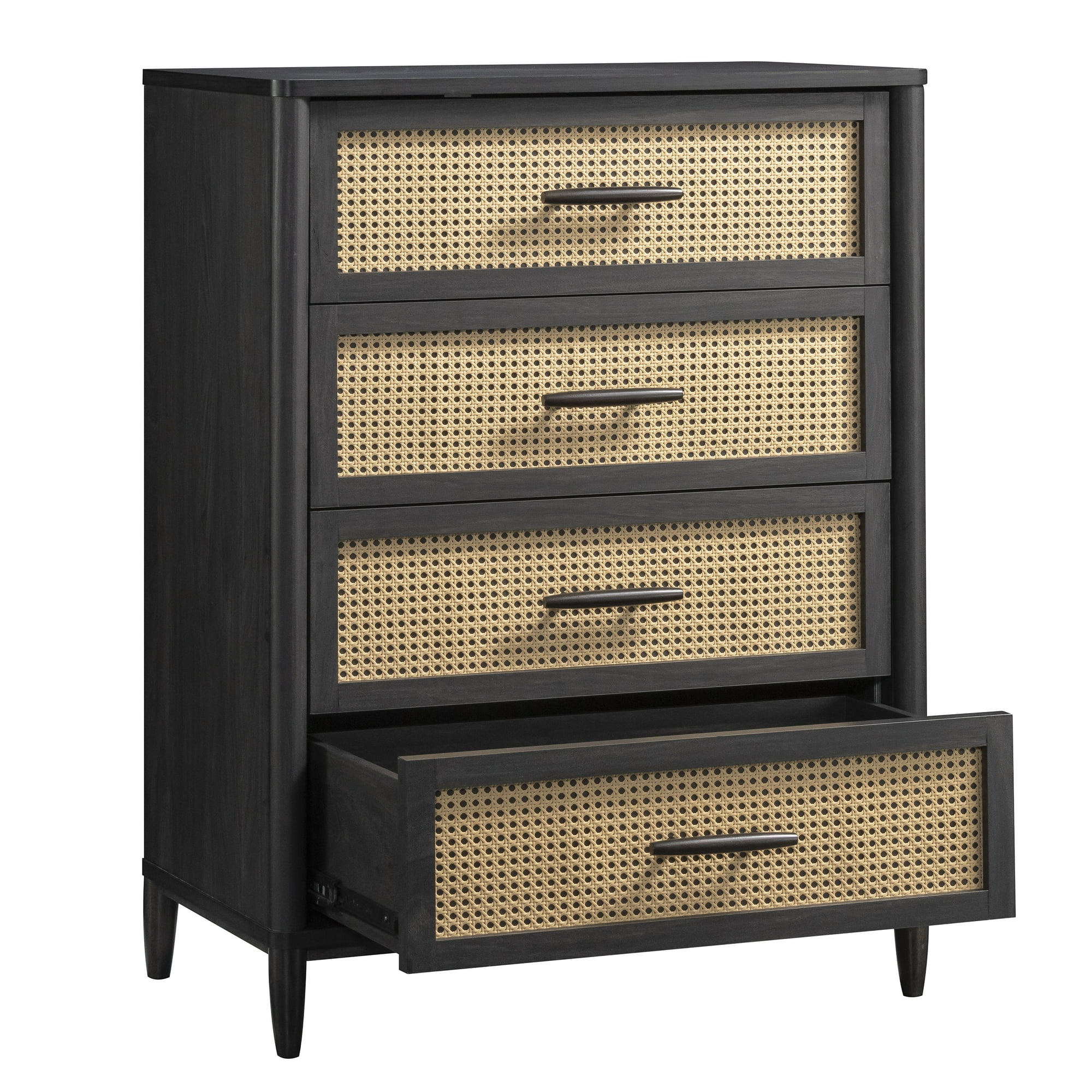Better Homes & Gardens Springwood Caning 4-Drawer Dresser, Charcoal Finish