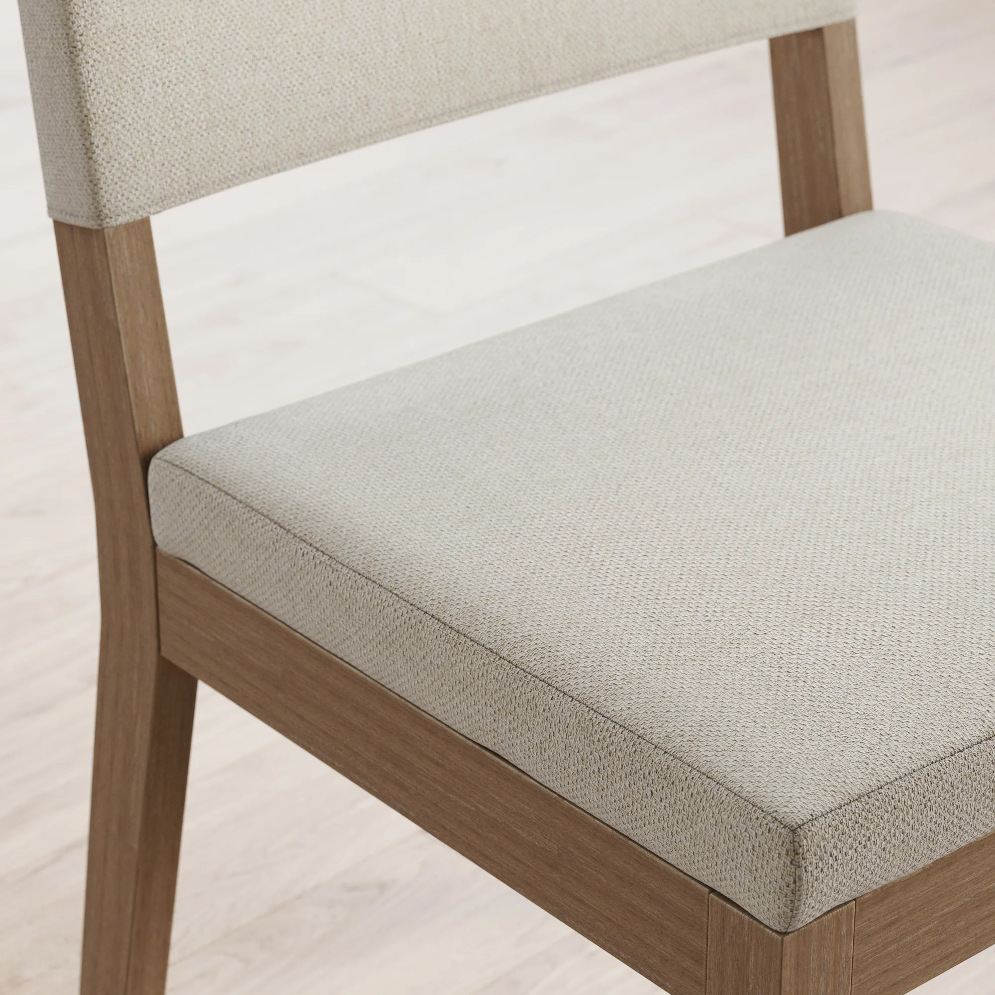Nathan James Linus Modern Upholstered Dining Chair, Solid Rubberwood Legs in a Wire-Brushed Light Brown Finish