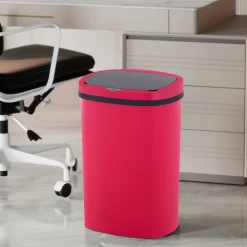 BestOffice 13 Gallon Plastic Touchless Trash Can with Motion Sensor for Indoor Use, 2 Pack(Red)