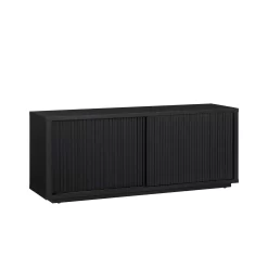 Beautiful Fluted TV Stand for TV’s up to 70” by Drew Barrymore, Rich Black Finish