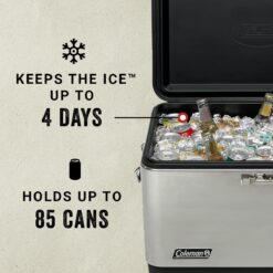 Coleman Reunion 54-Quart Steel Belted Matte Cooler, Stainless Steel