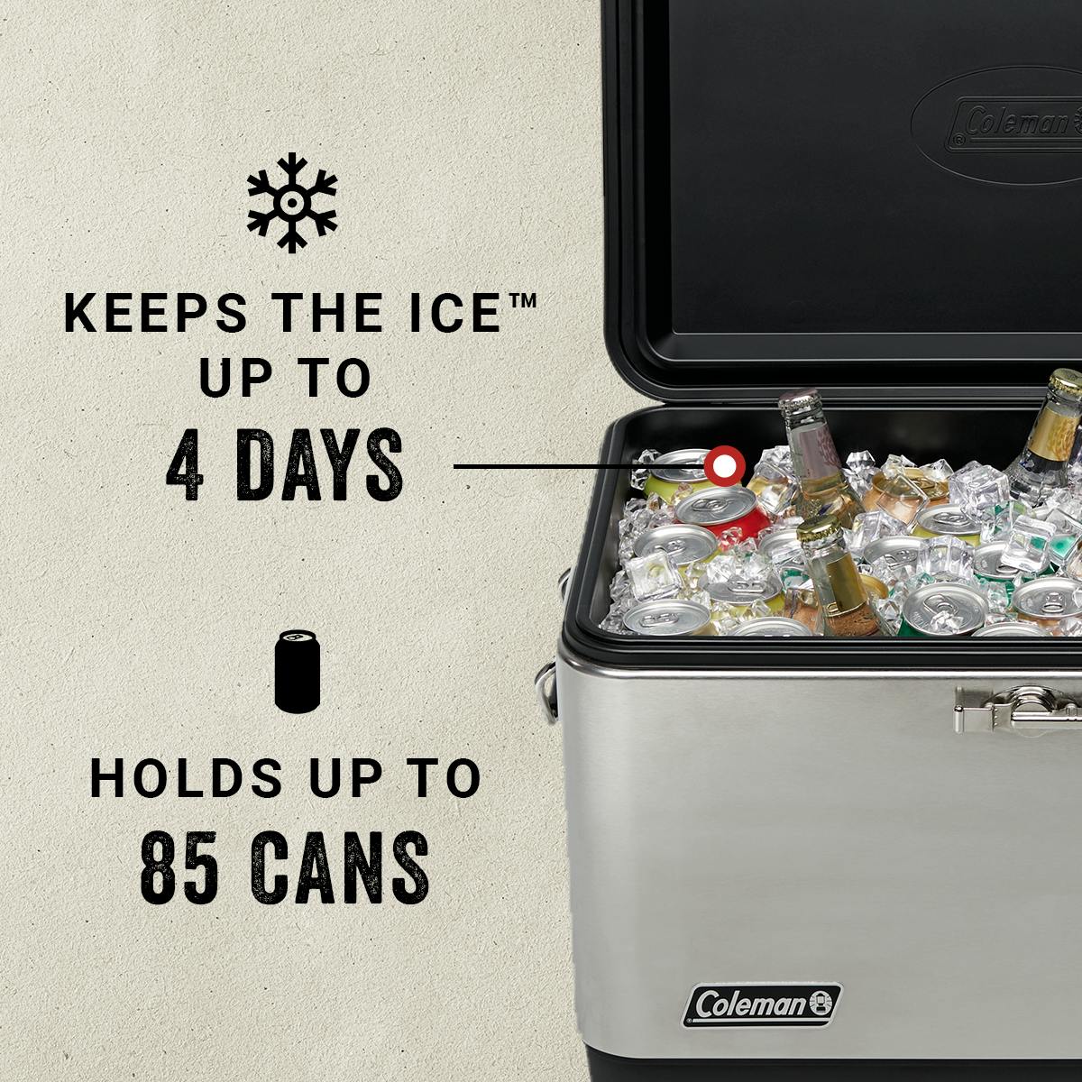 Coleman Reunion 54-Quart Steel Belted Matte Cooler, Stainless Steel