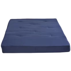 DHP Caden 8 Inch Futon Mattress with Tufted Cover and Recycled Polyester Fill, Full, Blue