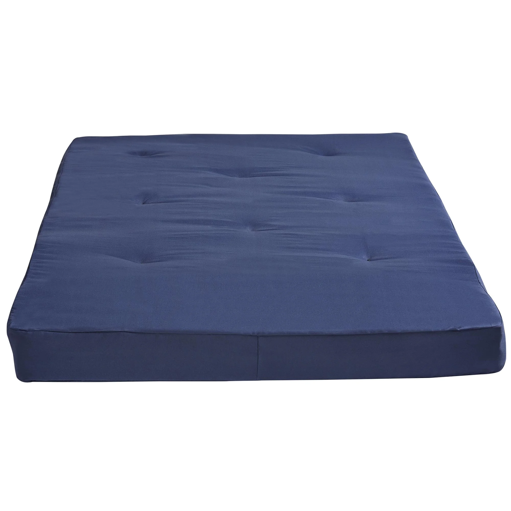 DHP Caden 8 Inch Futon Mattress with Tufted Cover and Recycled Polyester Fill, Full, Blue