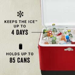 Coleman Vintage 54-Quart Steel Belted Cooler, Red