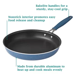The Pioneer Woman Frontier Speckle 18 Piece Nonstick Aluminum Cookware Set, Blue
