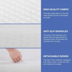FDW 8 Inch Queen Gel Memory Foam Mattress Fiberglass Free//Bed-in-a-Box/Comfy Support