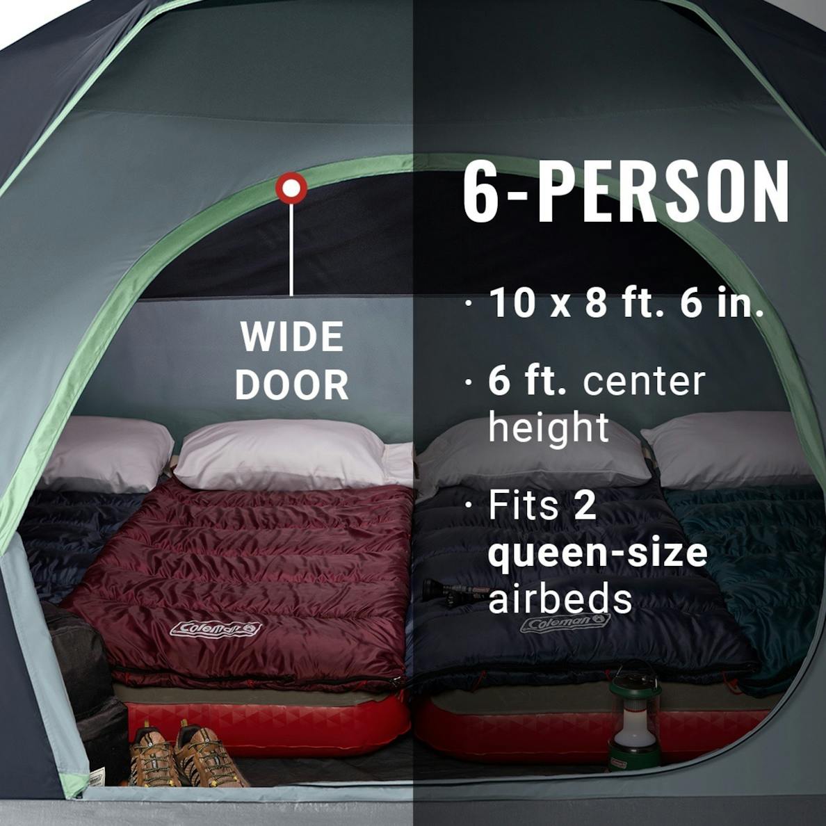 Coleman 6-Person Skydome Camping Tent, Blue Nights