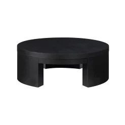 Beautiful Mod Round Coffee Table by Drew Barrymore, Black Wood Finish