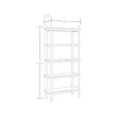 Better Homes & Gardens Springwood 5 Shelf Bookcase with Solid Wood Frame, Charcoal Finish