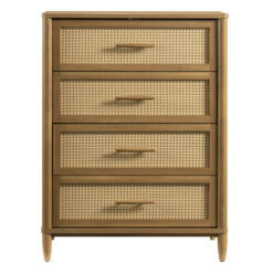 Better Homes & Gardens Springwood Caning 4-Drawer Dresser, Light Honey Finish