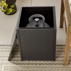 Mainstays Modern Steel Fire Pit Table with Tank Hideaway and Cover, Matte Black