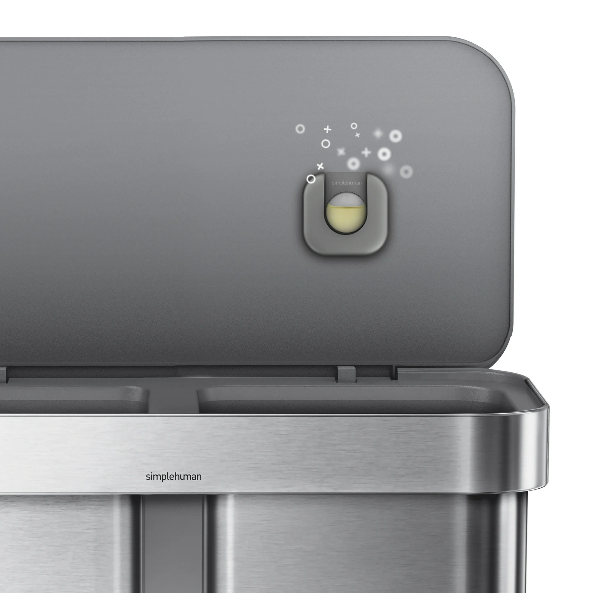 simplehuman 58 Liter / 15.3 Gallon Rectangular Dual Compartment Recycling Step, Brushed Stainless Steel