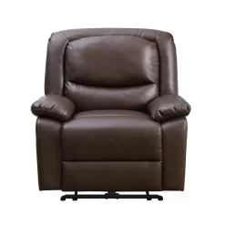 Serta Push-Button Power Recliner with Deep Body Cushions, Brown Faux Leather Upholstery