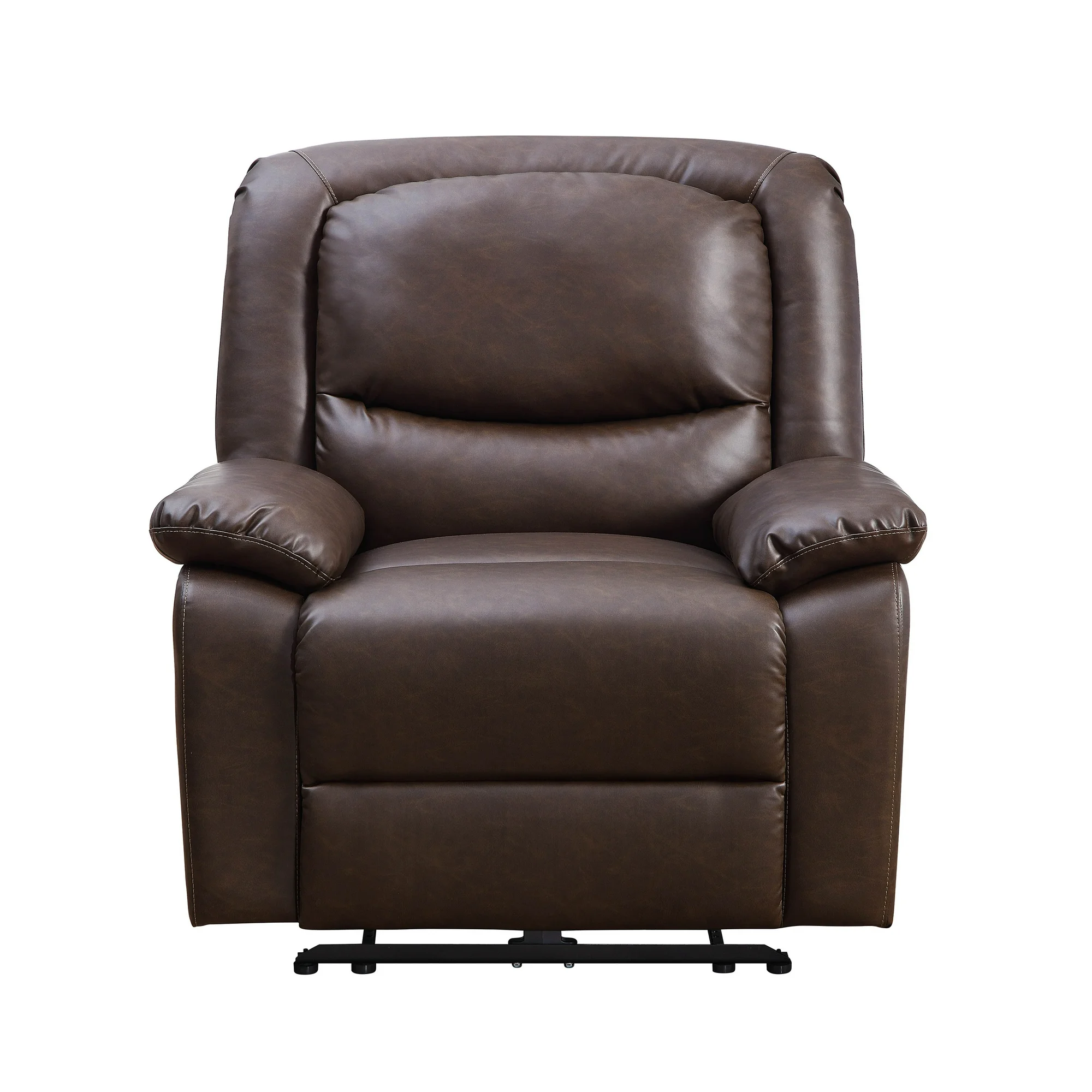 Serta Push-Button Power Recliner with Deep Body Cushions, Brown Faux Leather Upholstery