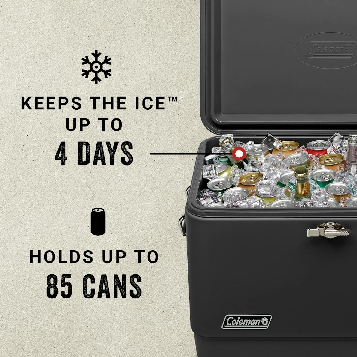 Coleman Reunion 54-Quart Steel Belted Matte Cooler, Midnight