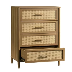 Better Homes & Gardens Springwood Caning 4-Drawer Dresser, Light Honey Finish
