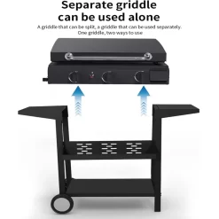 HONGGE 3-Burner Propane Flat Top Gas Grill Griddle, for BBQ, Camping