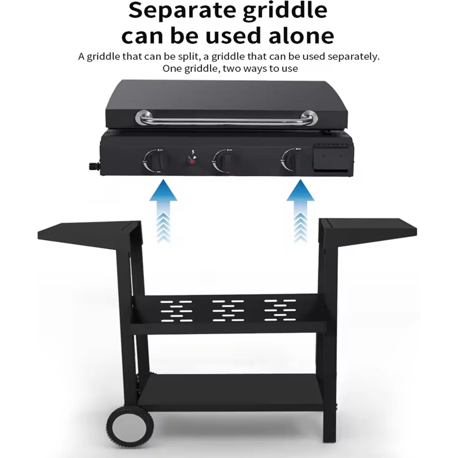 HONGGE 3-Burner Propane Flat Top Gas Grill Griddle, for BBQ, Camping