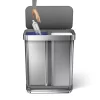 simplehuman 58 Liter / 15.3 Gallon Rectangular Dual Compartment Recycling Step, Brushed Stainless Steel