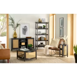 Better Homes & Gardens Springwood 5 Shelf Bookcase with Solid Wood Frame, Charcoal Finish
