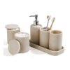 YMXYJM Bathroom Accessories Set, 6-Piece Bathroom Accessory Set, Toothbrush Holders Set, Soap Dispenser (Beige)