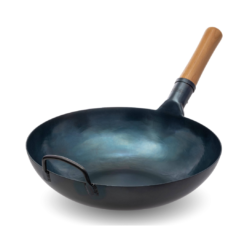 YOSUKATA Flat Bottom Woks & Stir Fry Pans- 13.5" Blue Carbon Steel Wok - Wok for Electric Induction Cooktops