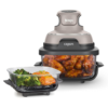 Ninja Crispi Air Fryer, Microwave, Freezer & Dishwasher Safe, Non Toxic Glass Portable Cooking System, 4 QT & 6 Cup Glass Containers, Stone, FN101ST