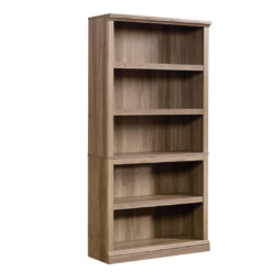 Sauder 5 Tier Book Shelf Wooden Bookcase Multipurpose Bookshelf for Home Office, Living Room, in Salt Oak finish