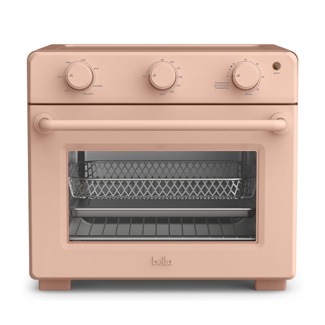 bella Air Fry Toaster Oven, 7 Preset Cooking Options, Dishwasher-Safe EverGood Coated Trays Included, 1700 Watt, Blossom