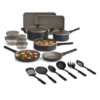 bella 21 Piece Kitchen Set with EverGood Ceramic Nonstick Coating, Dishwasher & Oven Safe, All Stovetops Compatible, Tempered Glass Lids & Cool Touch Handles, Black