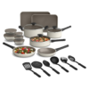 bella 21 Piece Kitchen Set with EverGood Ceramic Nonstick Coating, Dishwasher & Oven Safe, All Stovetops Compatible, Tempered Glass Lids & Cool Touch Handles, Oatmilk
