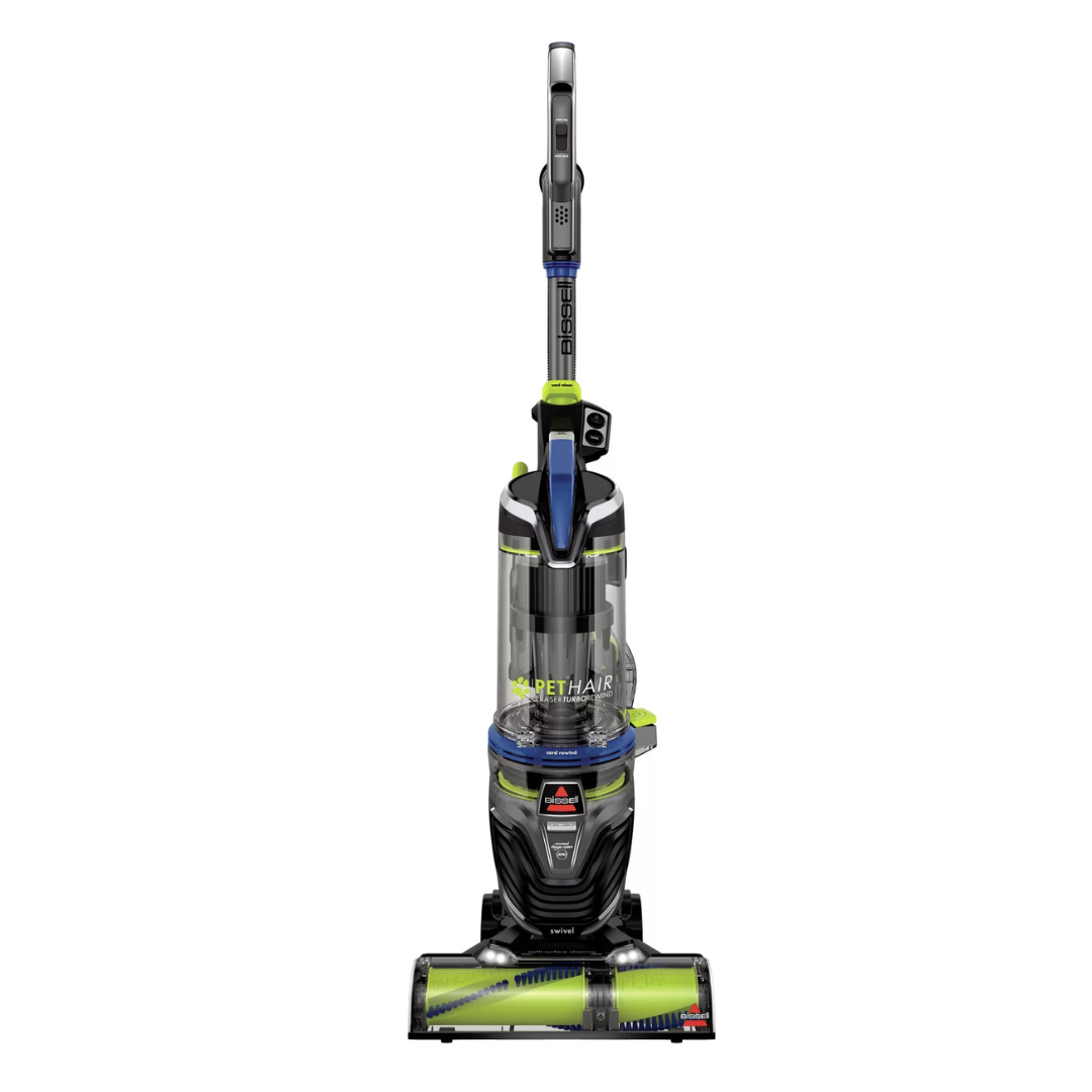 BISSELL Pet Hair Eraser Turbo Rewind Vacuum, Lightweight, Automatic Cord Rewind, Tangle-Free Brush Roll, Blue, 27909