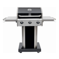 Kenmore 3-Burner Propane Gas Grill with Foldable Side Tables for Outdoor BBQ, Black