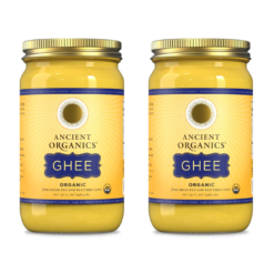 Ancient Organics Ghee - Gluten-Free Grass-Fed Clarified Kosher Vegetarian Ghee Butter with Vitamins & Omegas, 32 Fl Oz 2-Pack