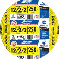 Southwire 250-Feet 12 / 2 / 2 Romex SIMpull Solid Indoor CU NM-B W/G Individual pack ( By-the-roll)