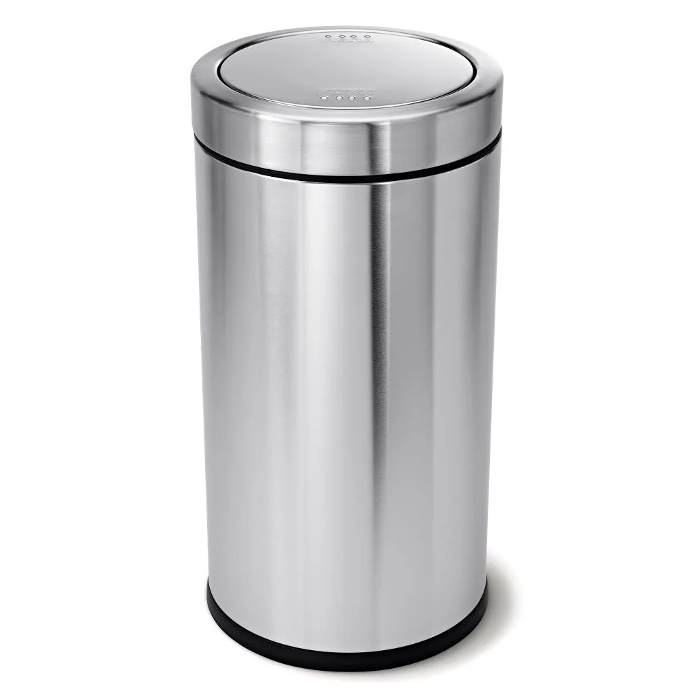 Simplehuman Swing Top Can, 55-Liter Brushed Steel Commercial Indoor Kitchen Swing/Push Lid Trash Can