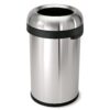 Simplehuman Bullet Open Top Can, 80-Liter Brushed Stainless Steel Commercial Indoor/Outdoor Kitchen Lidless Trash Can