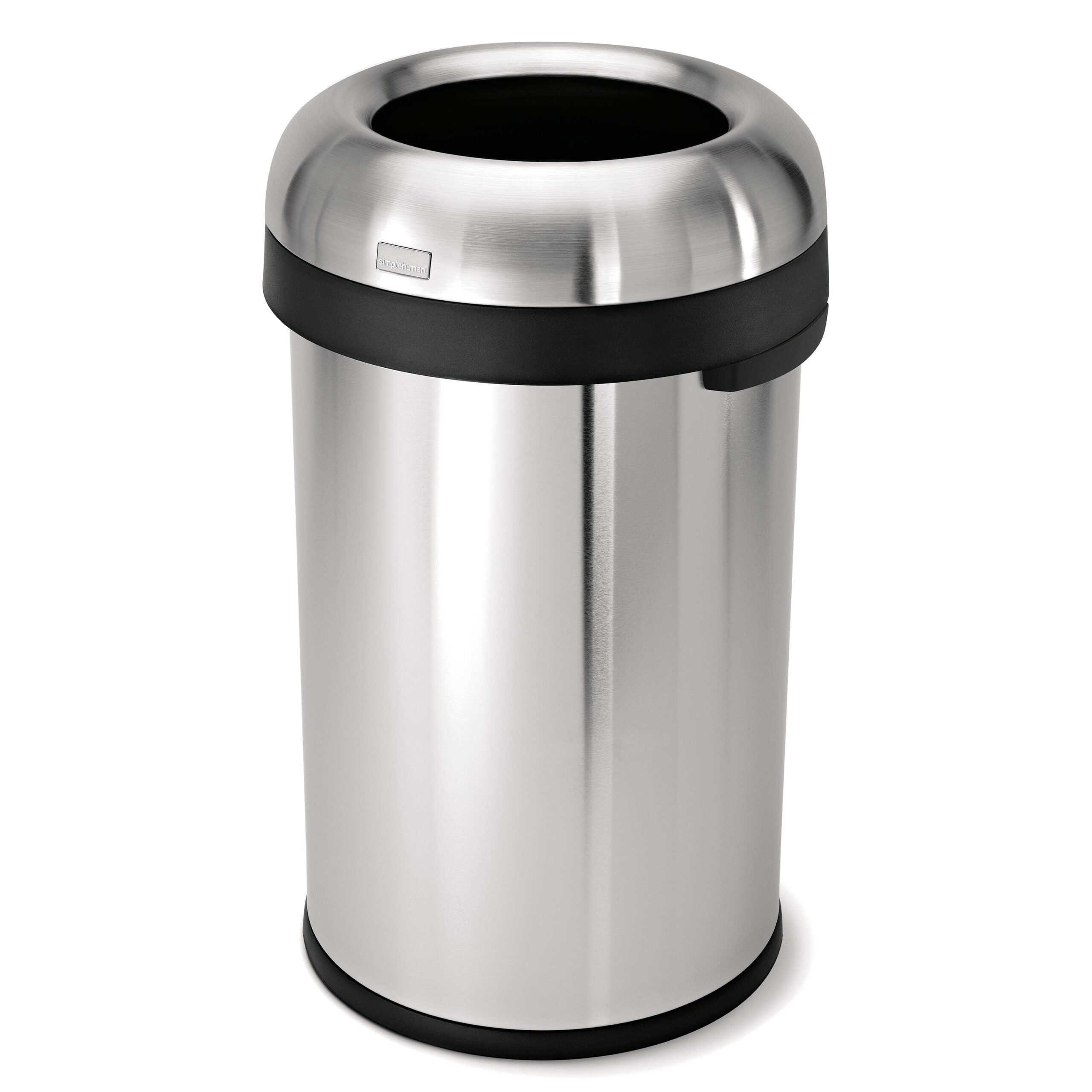 Simplehuman Bullet Open Top Can, 80-Liter Brushed Stainless Steel Commercial Indoor/Outdoor Kitchen Lidless Trash Can
