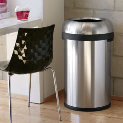 Simplehuman Bullet Open Top Can, 80-Liter Brushed Stainless Steel Commercial Indoor/Outdoor Kitchen Lidless Trash Can