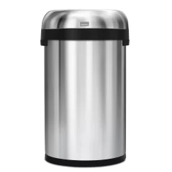 Simplehuman Semi-Round Open Top Can, 60-Liter Brushed Stainless Steel Indoor/Outdoor Kitchen Lidless Trash Can