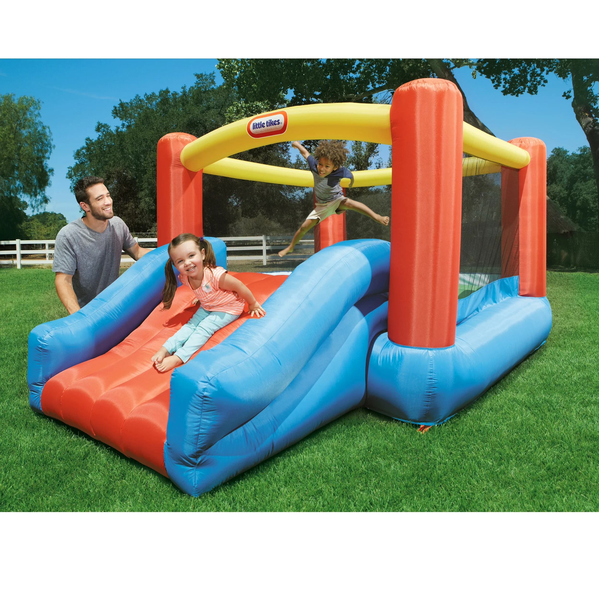 Little Tikes Jump 'n Slide 9'x12' Inflatable Bounce House, Multi-color, for Kids 3+