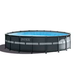 Intex 18-Feet x 18-Feet x 52-Inches Metal frame Round Above-Ground Pool with Filter Pump with Ground Cloth with Pool Cover with Ladder