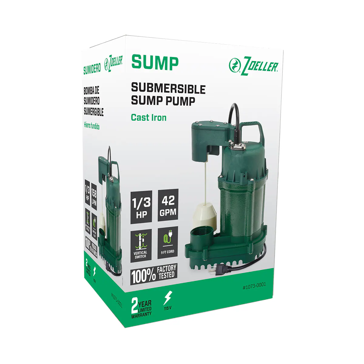 Zoeller 1/3-HP 115-Volt 42-GPM Cast Iron Submersible Sump Pump