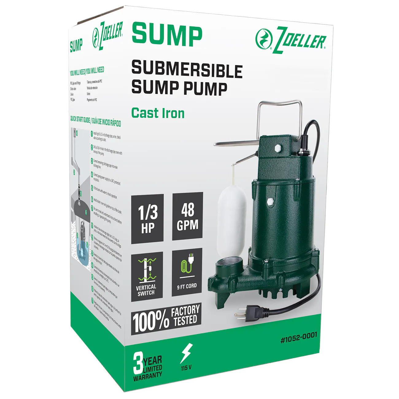 Zoeller 1/3-HP 115-Volt 48-GPM Cast Iron Submersible Sump Pump