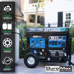 DuroMax HX 500cc Electric Start Home Power Back Up 13000 / 10500 -Watt Dual fuel Portable Generator